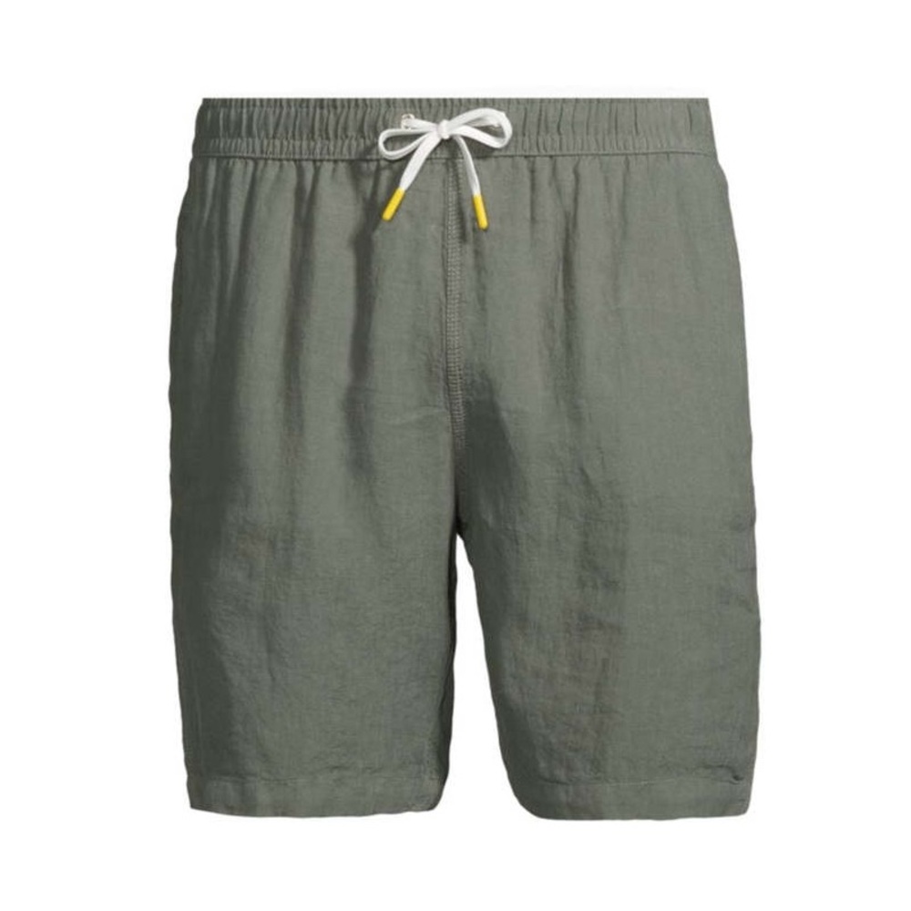 Hartford Linen Long Swim Trunk Shorts Size Small NWT Khaki Green